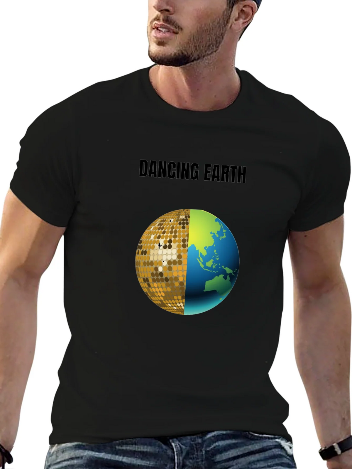 Dancing Earth Graphic Tee - Black Cotton T-Shirt product image 6
