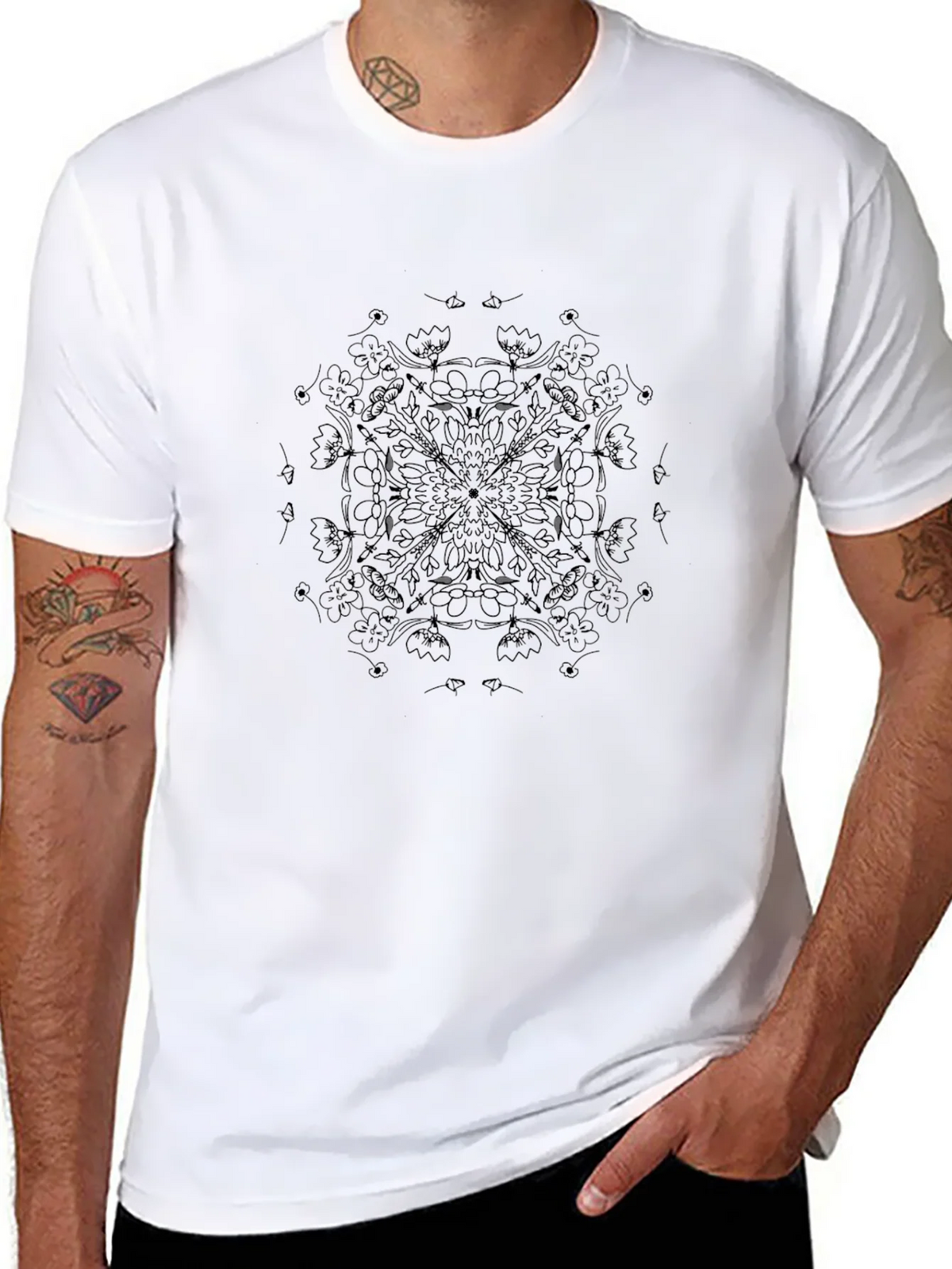 Black Mandala Print T-Shirt - Stylish Casual Wear product image 5