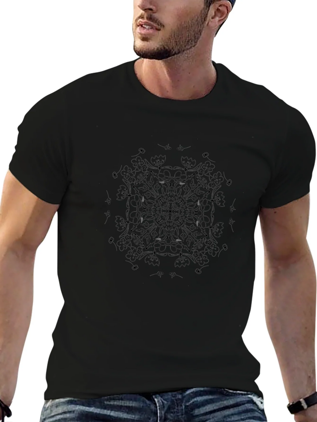 Black Mandala Print T-Shirt - Stylish Casual Wear product image 4