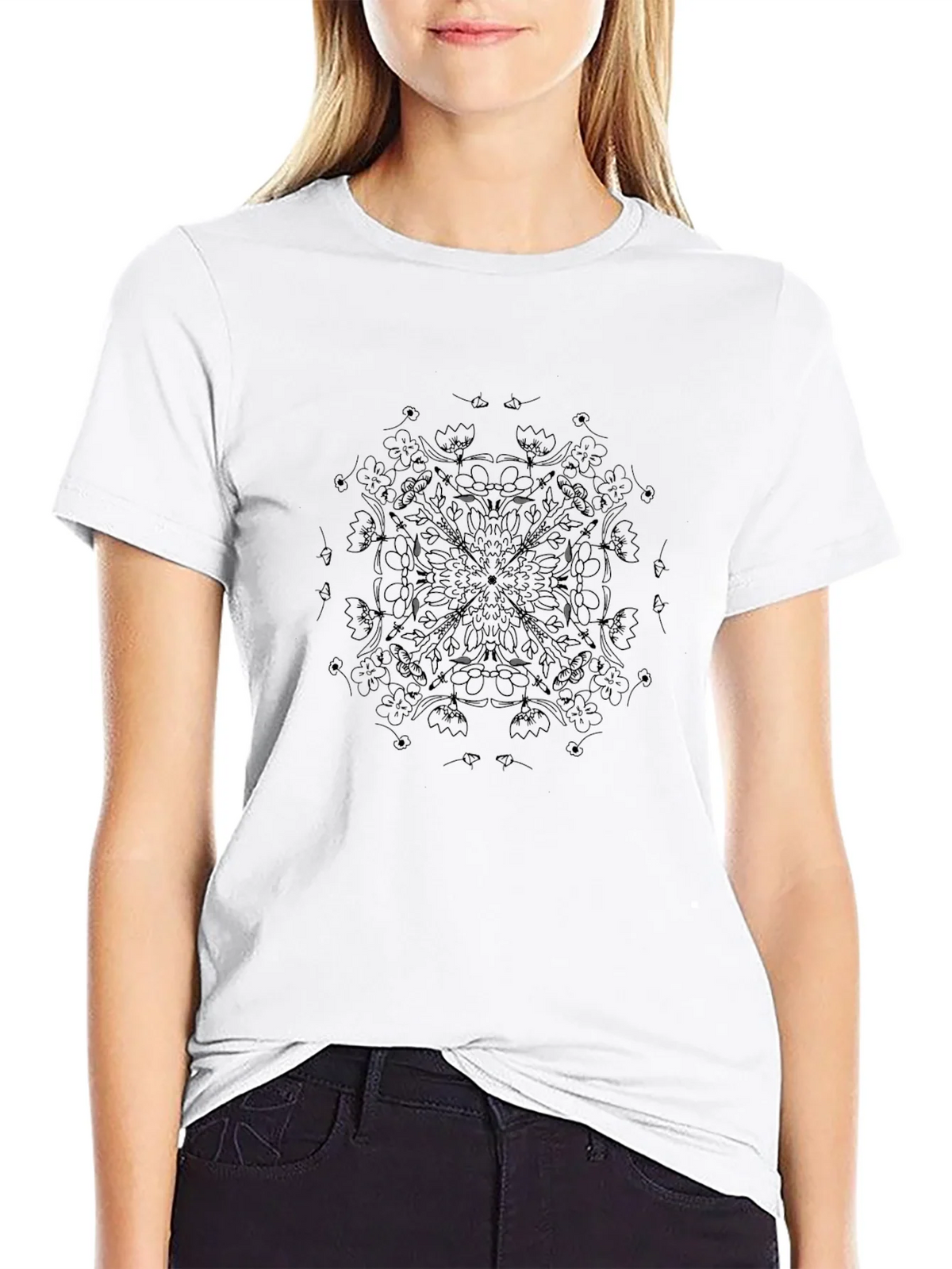 Black Mandala Print T-Shirt - Stylish Casual Wear product image 6