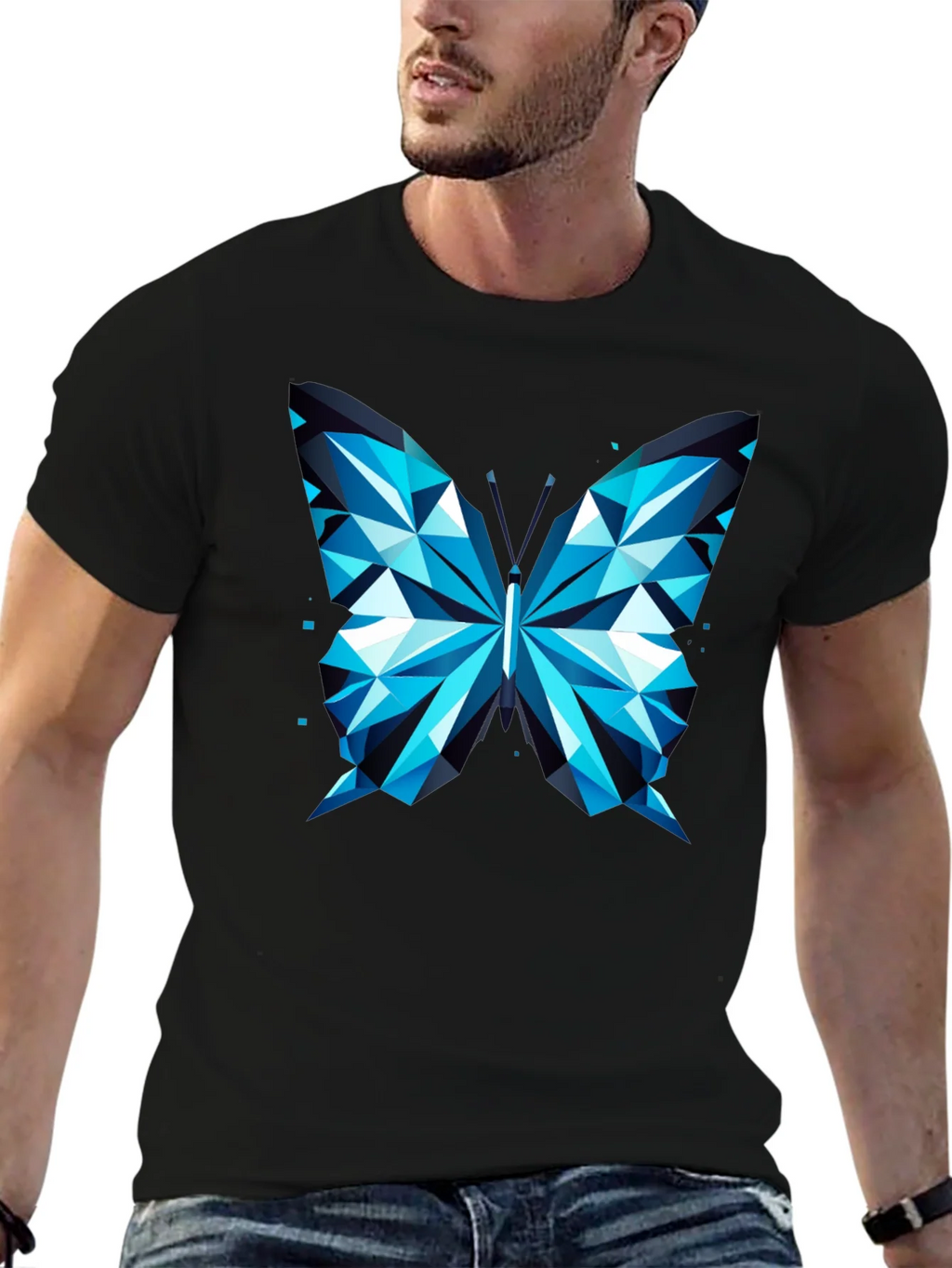 Geometric Butterfly Print Tee - Modern Graphic T-Shirt product image 4