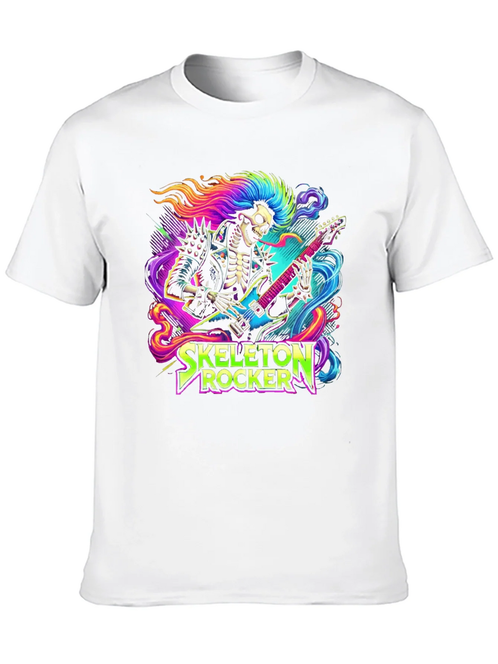 Skeleton Rocker T-Shirt - Neon Punk Design product image 6
