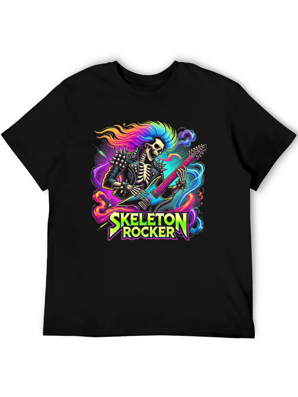 Skeleton Rocker T-Shirt - Neon Punk Design product image 4