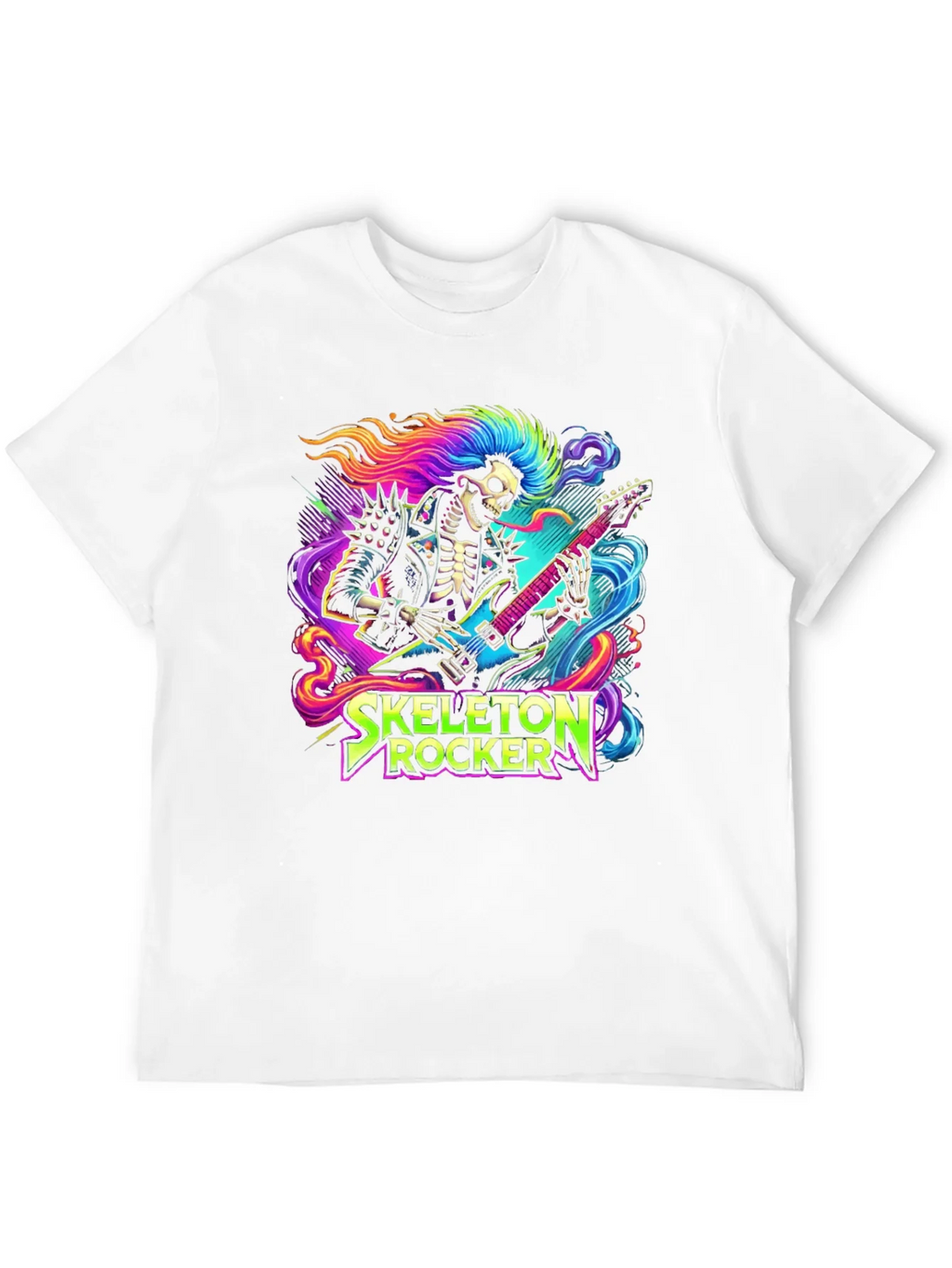 Skeleton Rocker T-Shirt - Neon Punk Design product image 7
