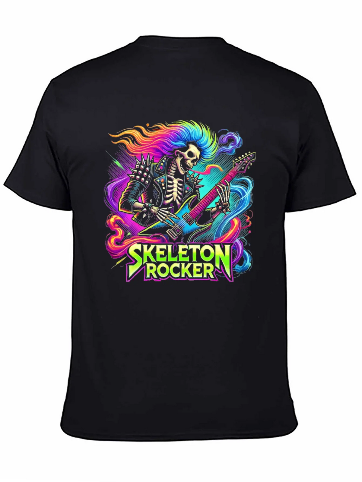 Skeleton Rocker T-Shirt - Neon Punk Design product image 3
