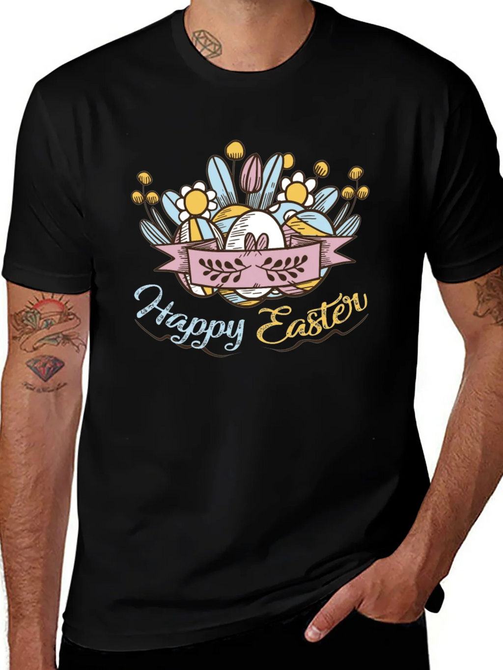 Happy Easter Black T-Shirt product image 1