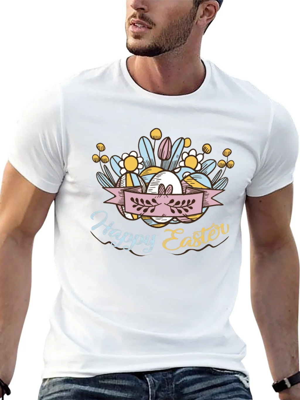 Happy Easter Black T-Shirt product image 12