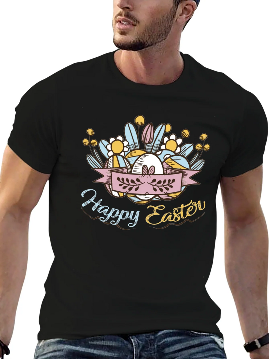 Happy Easter Black T-Shirt product image 6