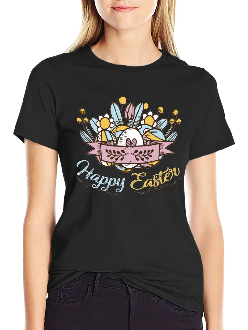 Happy Easter Black T-Shirt product image 2