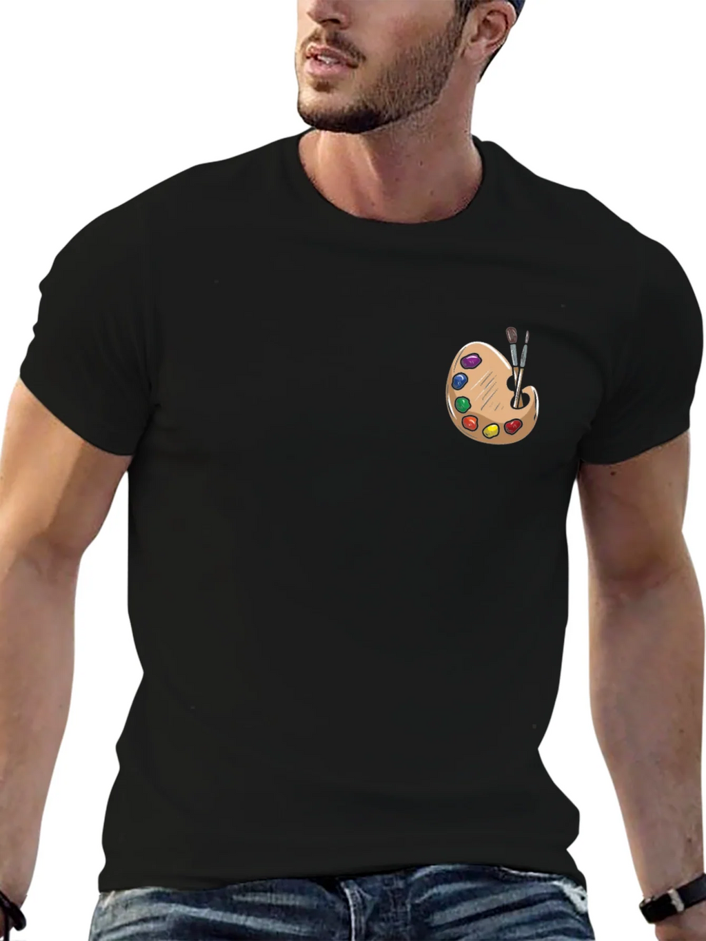 Artist Palette Graphic Tee - Black Cotton T-Shirt product image 6