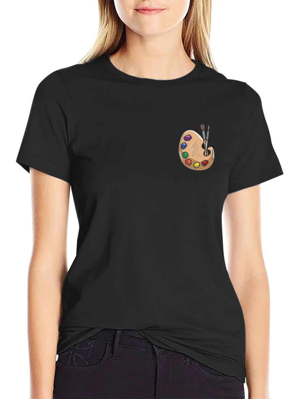 Artist Palette Graphic Tee - Black Cotton T-Shirt product image 2