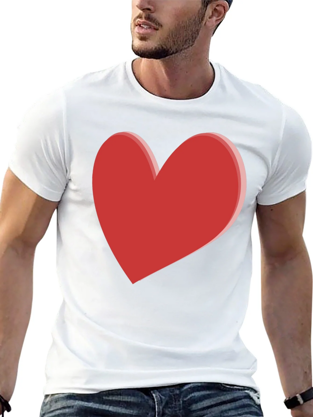 Bold Red Heart Graphic Black T-Shirt product image 12