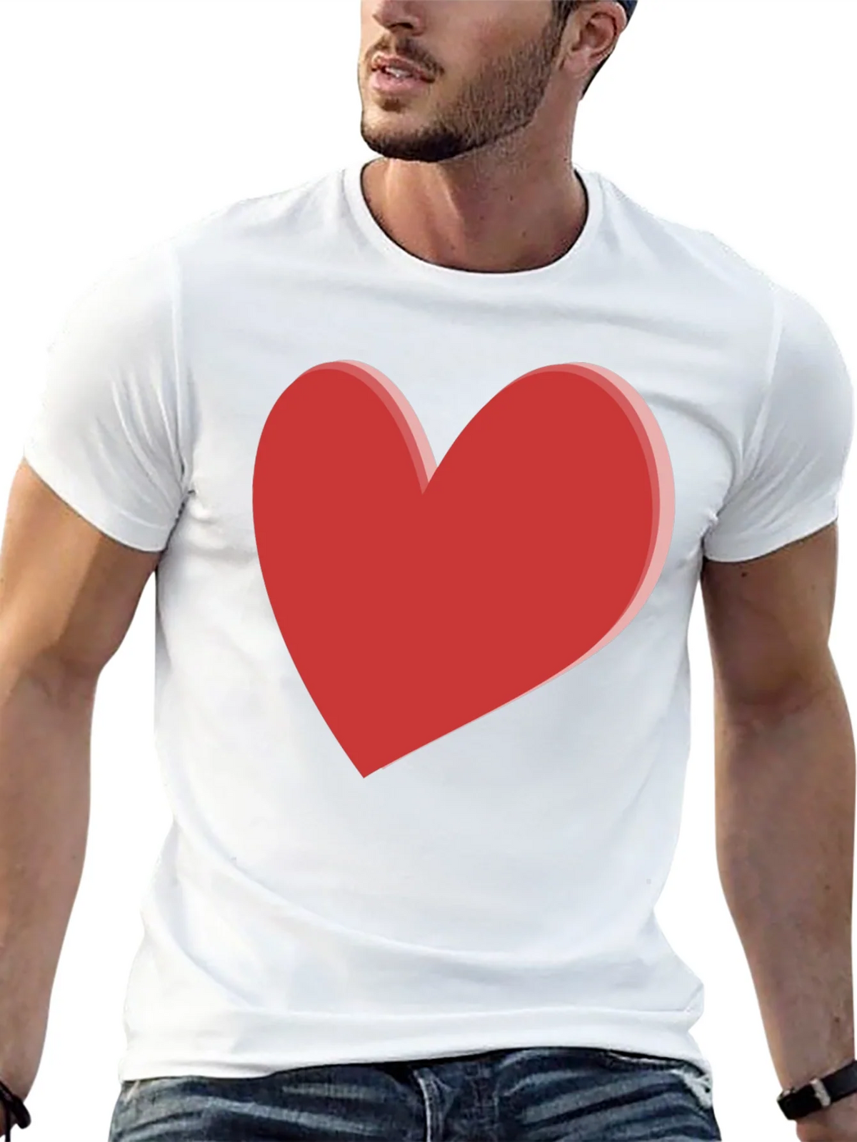 Bold Red Heart Graphic Black T-Shirt product image 12