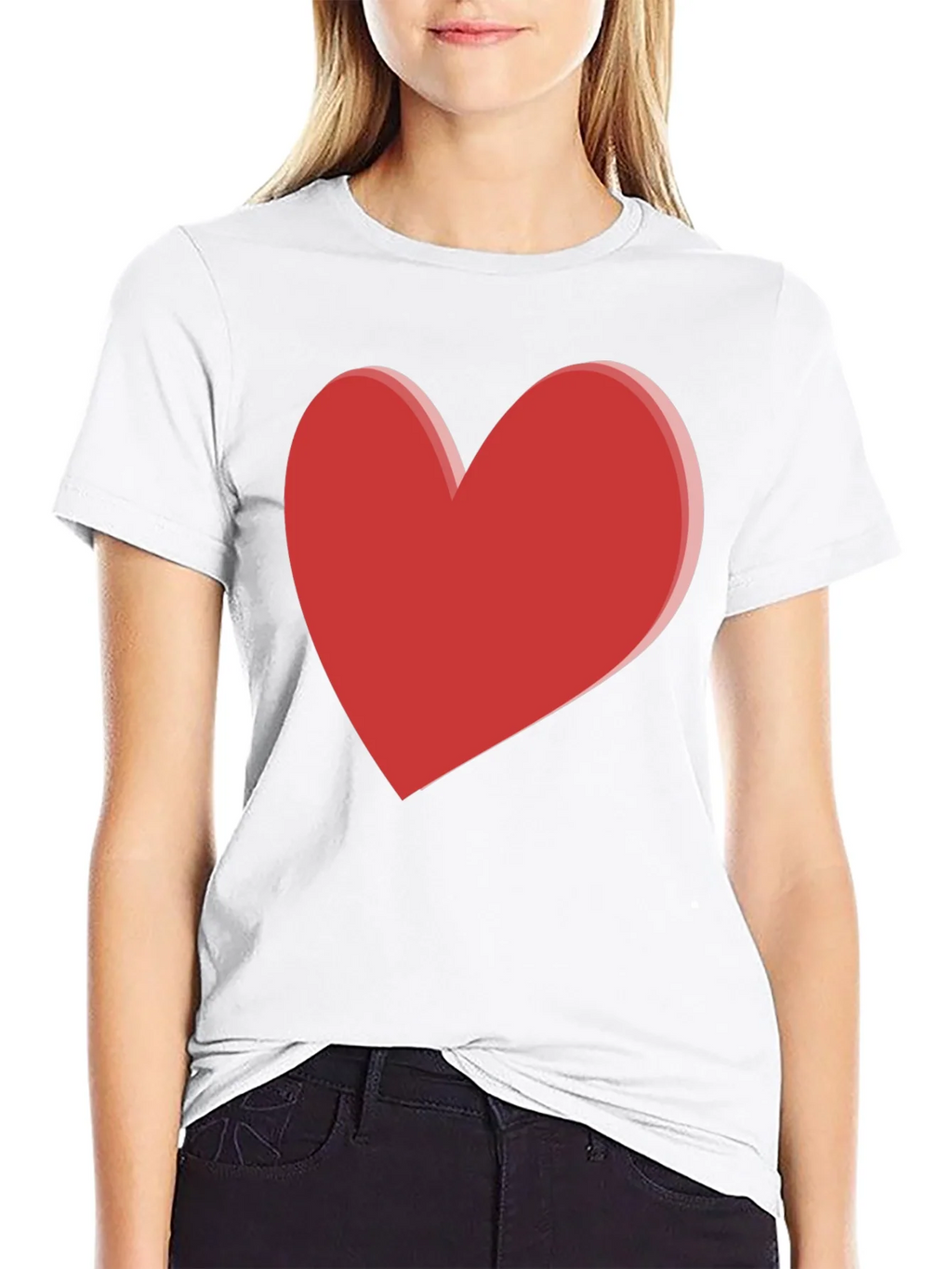 Bold Red Heart Graphic Black T-Shirt product image 8