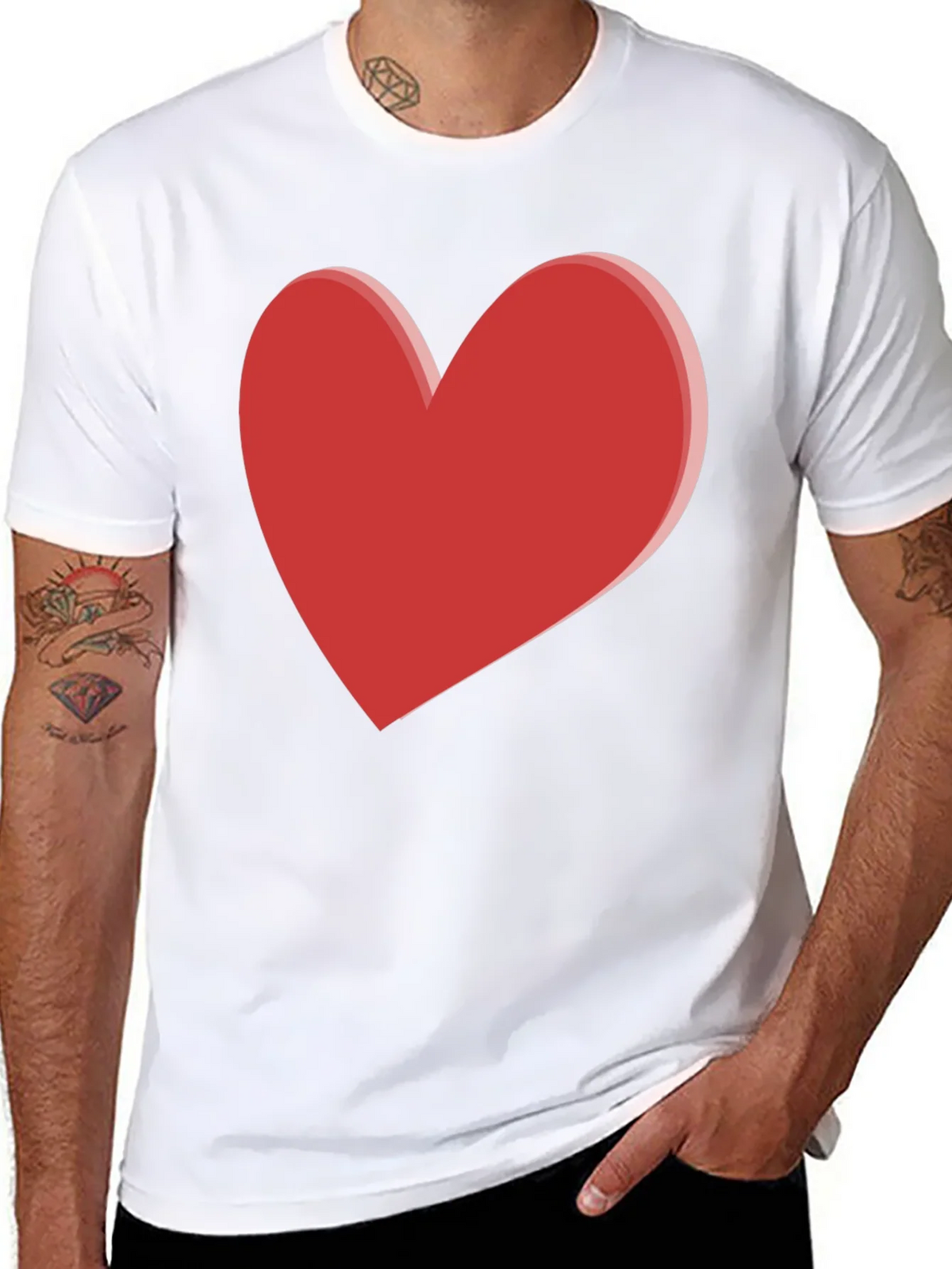 Bold Red Heart Graphic Black T-Shirt product image 7