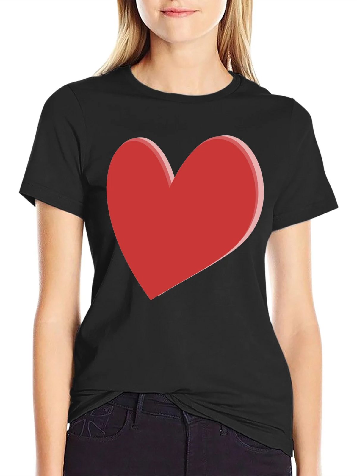 Bold Red Heart Graphic Black T-Shirt product image 2