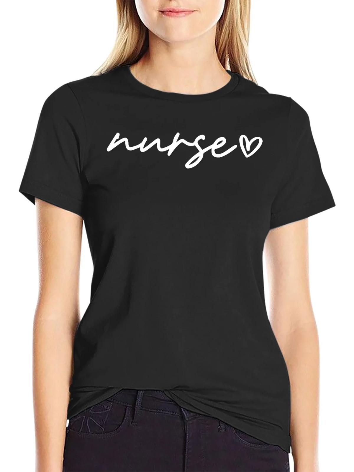 Nurse Heart T-Shirt - Black Short Sleeve product image 2
