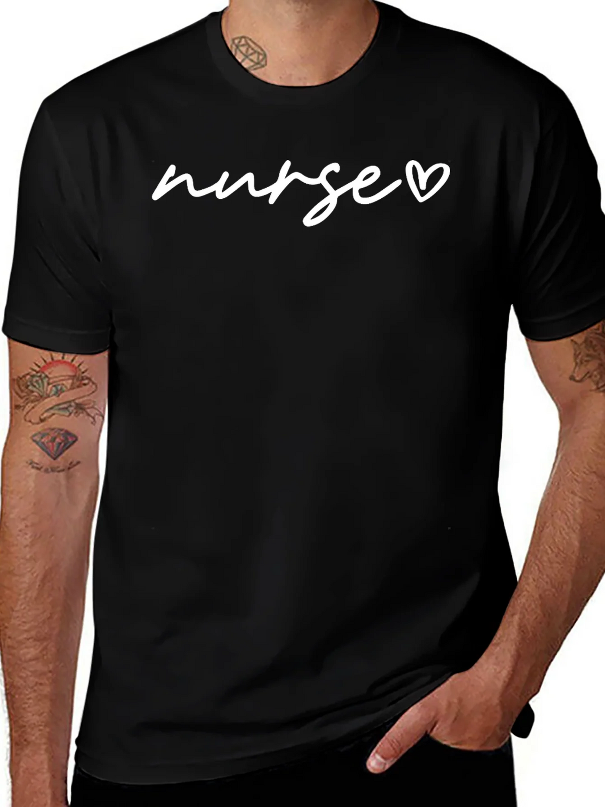 Nurse Heart T-Shirt - Black Short Sleeve product image 1