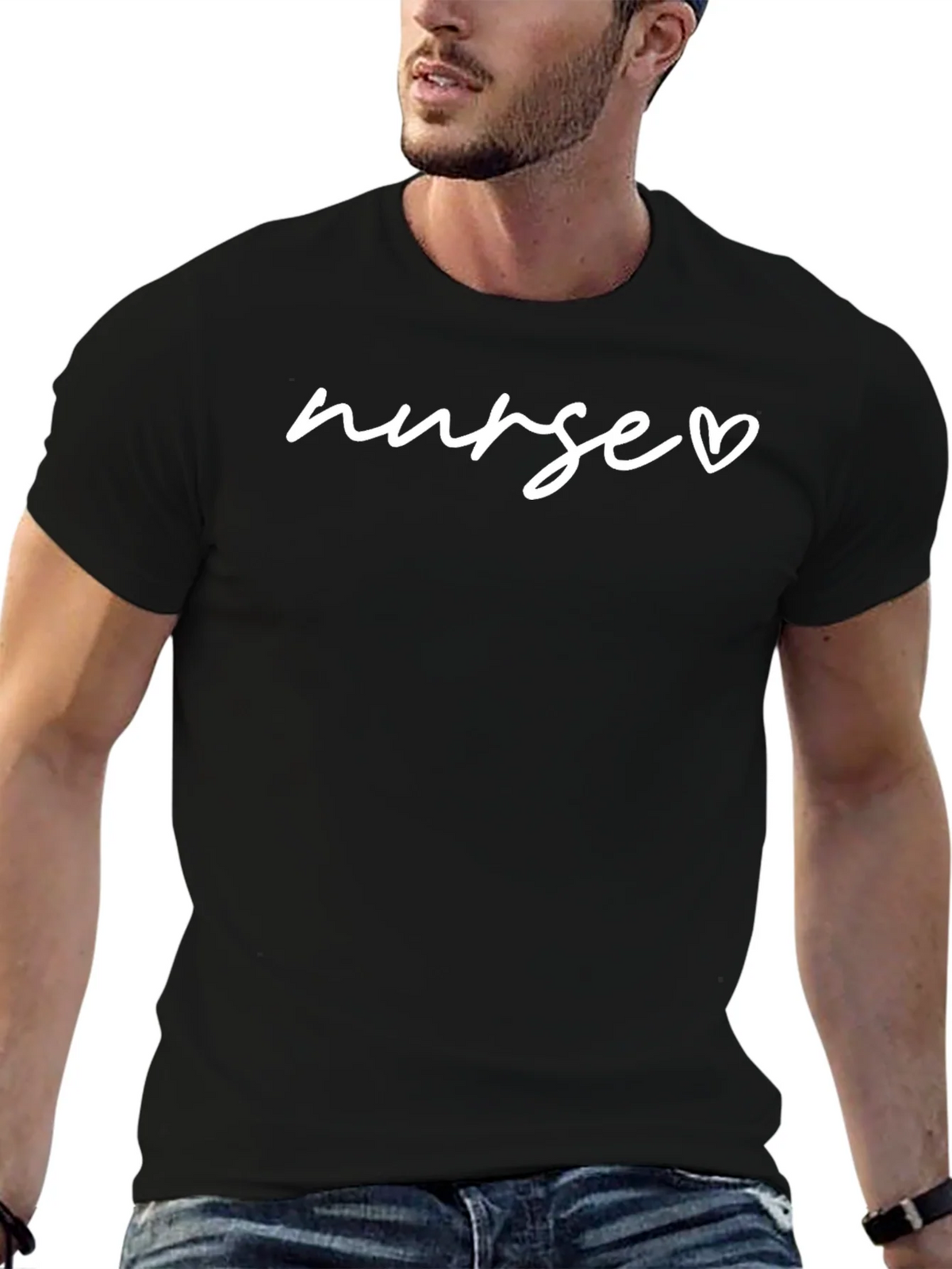 Nurse Heart T-Shirt - Black Short Sleeve product image 5