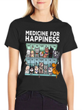 Medicine for Happiness Cat Pill Box Black T-Shirt product image 1