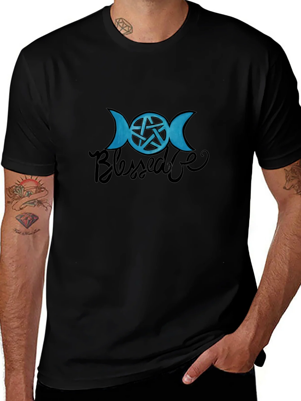 Blessed Be Wiccan T-Shirt - Black - Pagan Pentacle product image 1