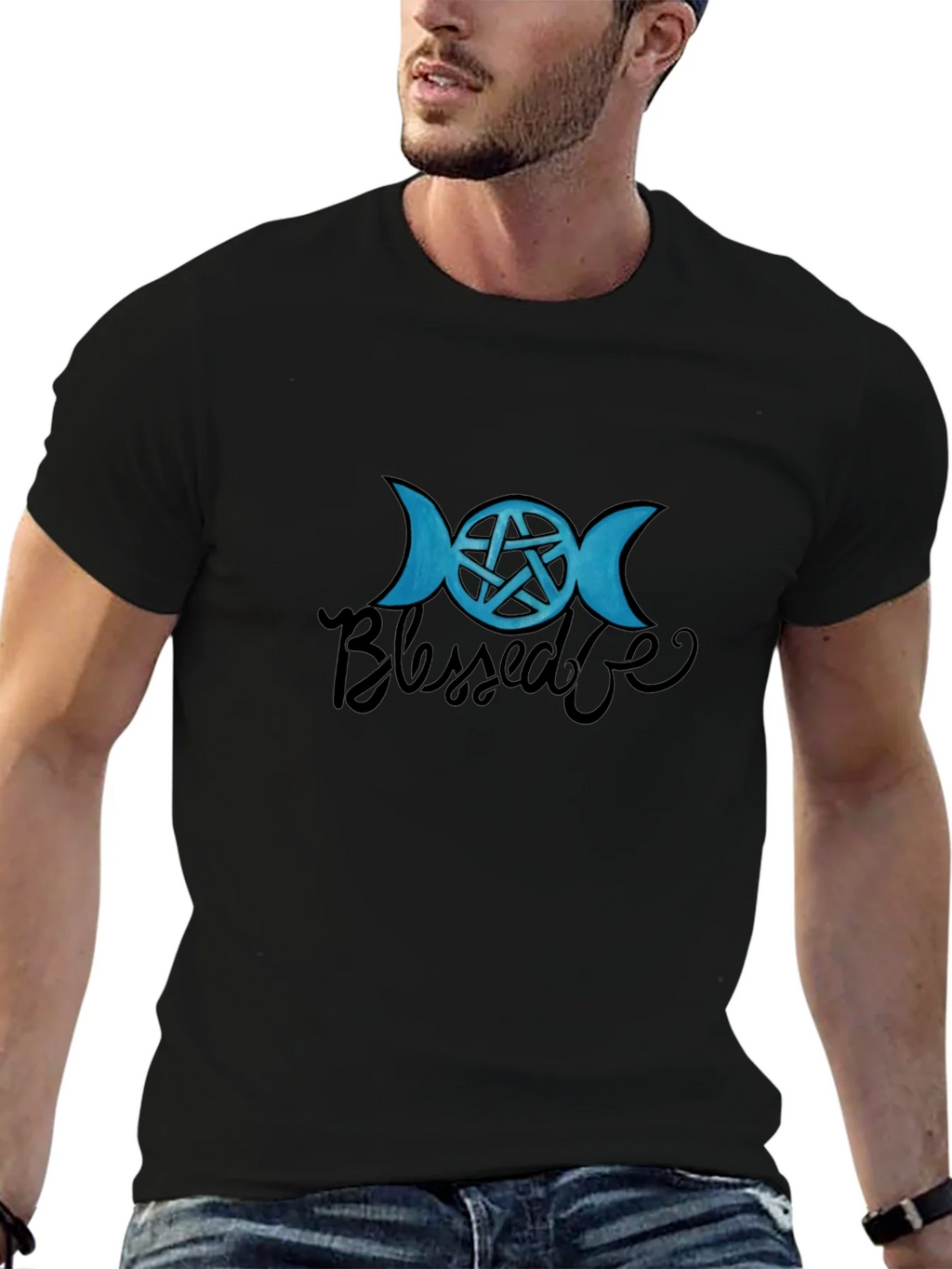 Blessed Be Wiccan T-Shirt - Black - Pagan Pentacle product image 6