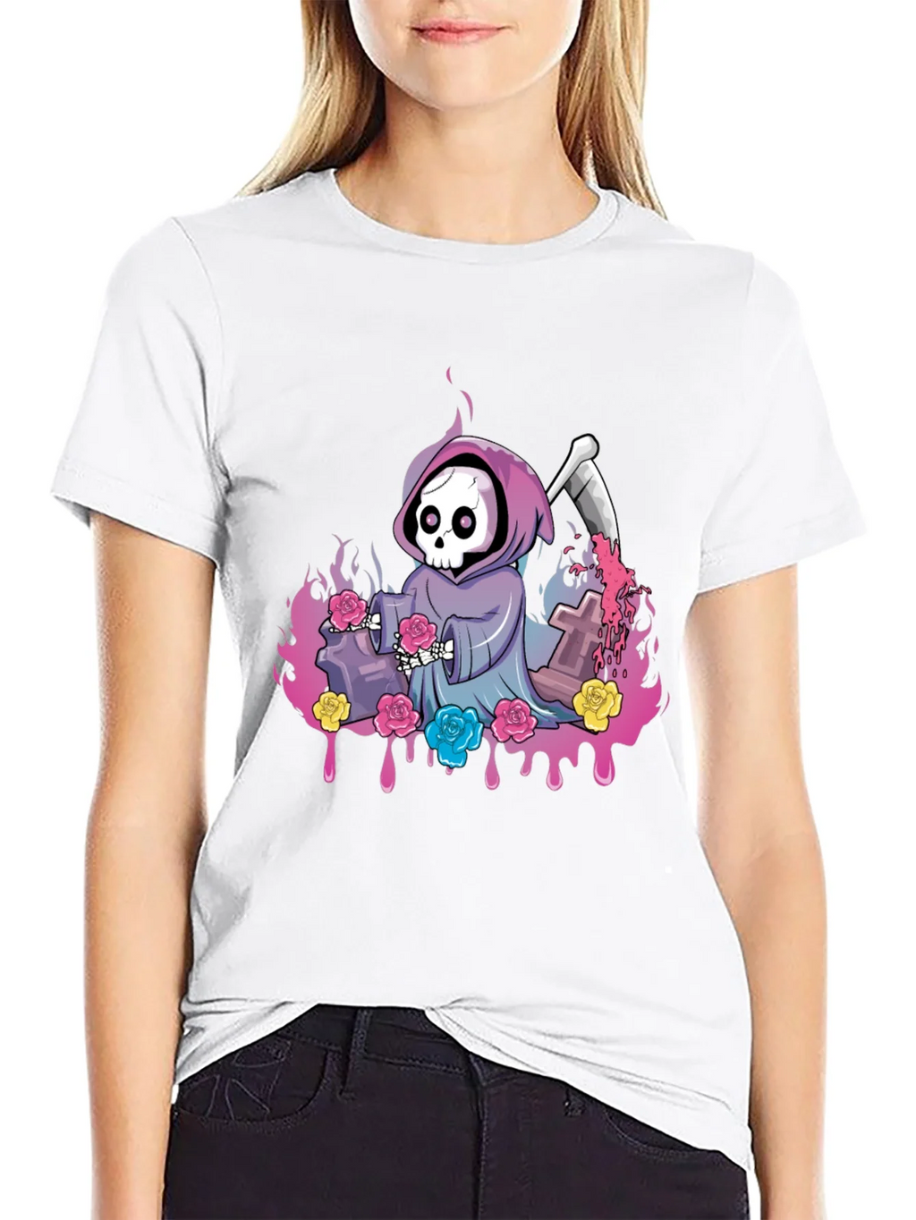 Grim Reaper Roses Graphic Tee product image 8