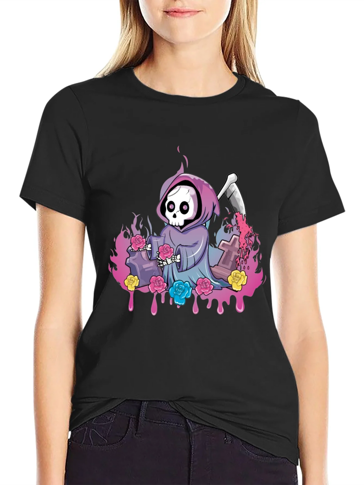 Grim Reaper Roses Graphic Tee product image 2