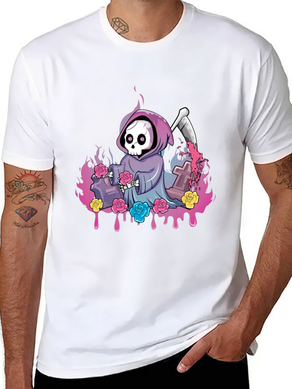Grim Reaper Roses Graphic Tee product image 7