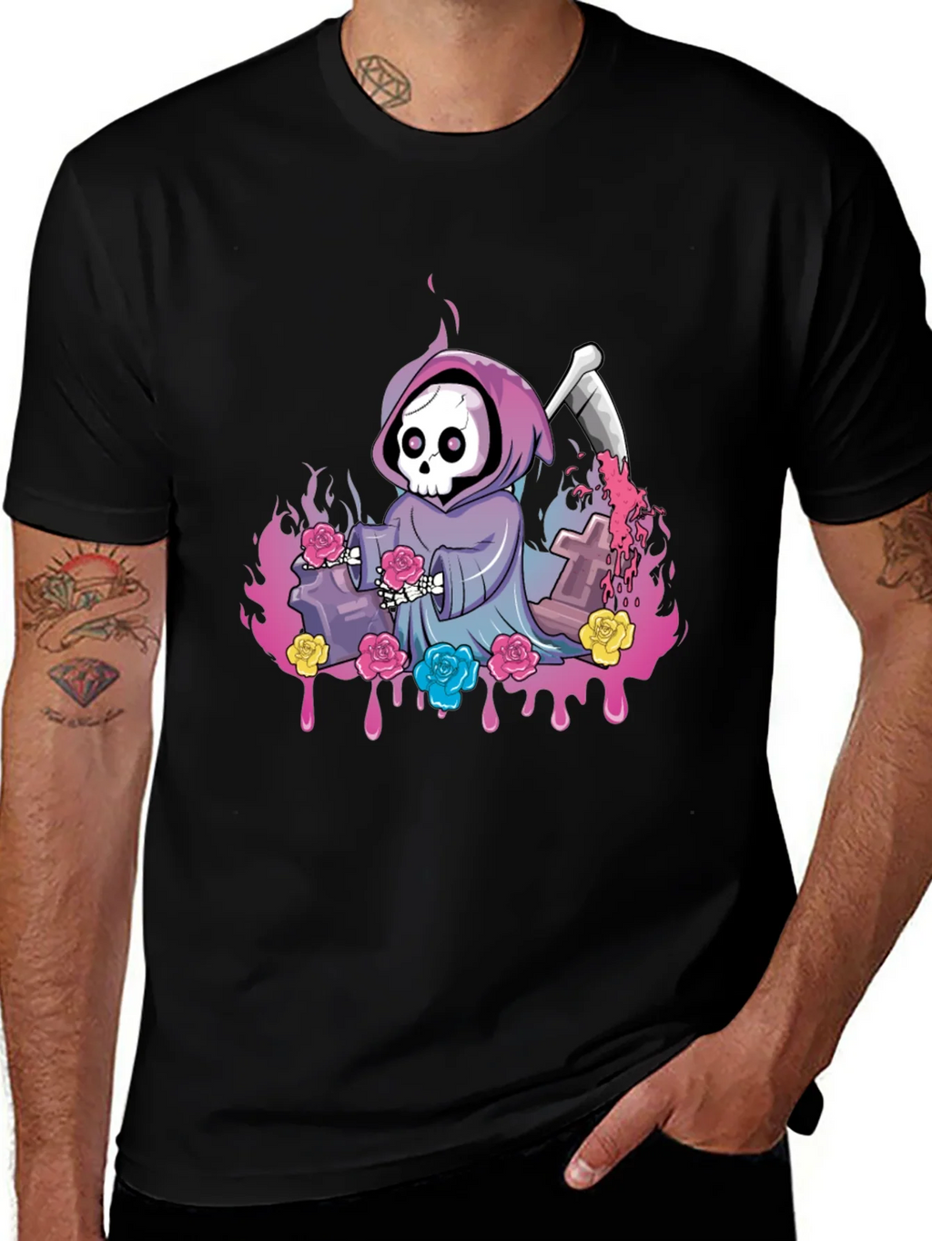 Grim Reaper Roses Graphic Tee product image 1