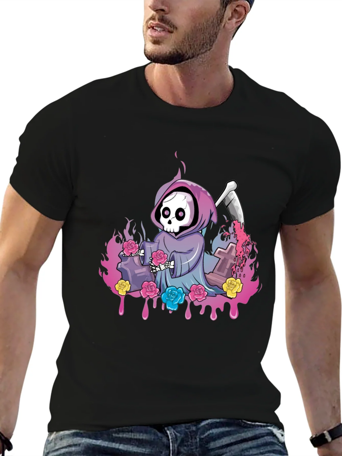 Grim Reaper Roses Graphic Tee product image 6