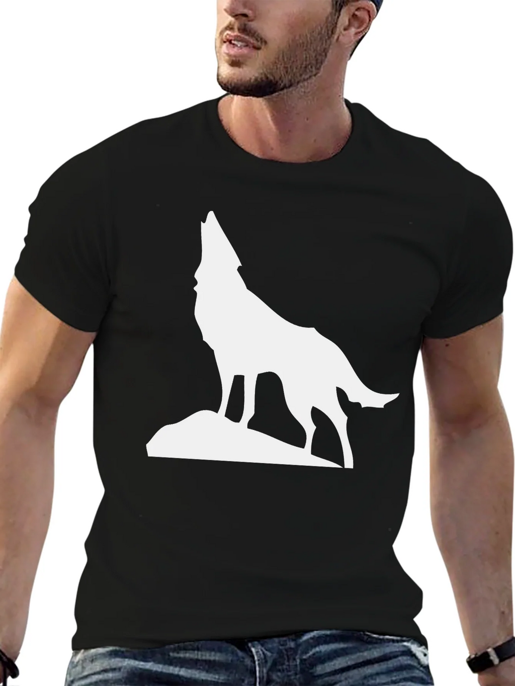Howling Wolf Graphic Tee - Classic Black T-Shirt product image 6