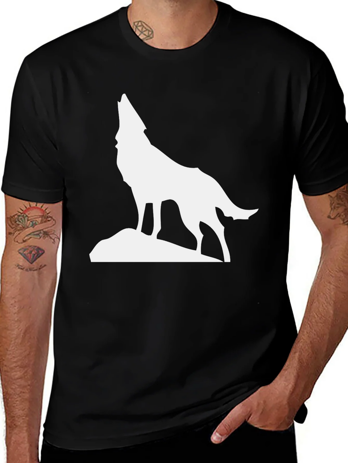 Howling Wolf Graphic Tee - Classic Black T-Shirt product image 1