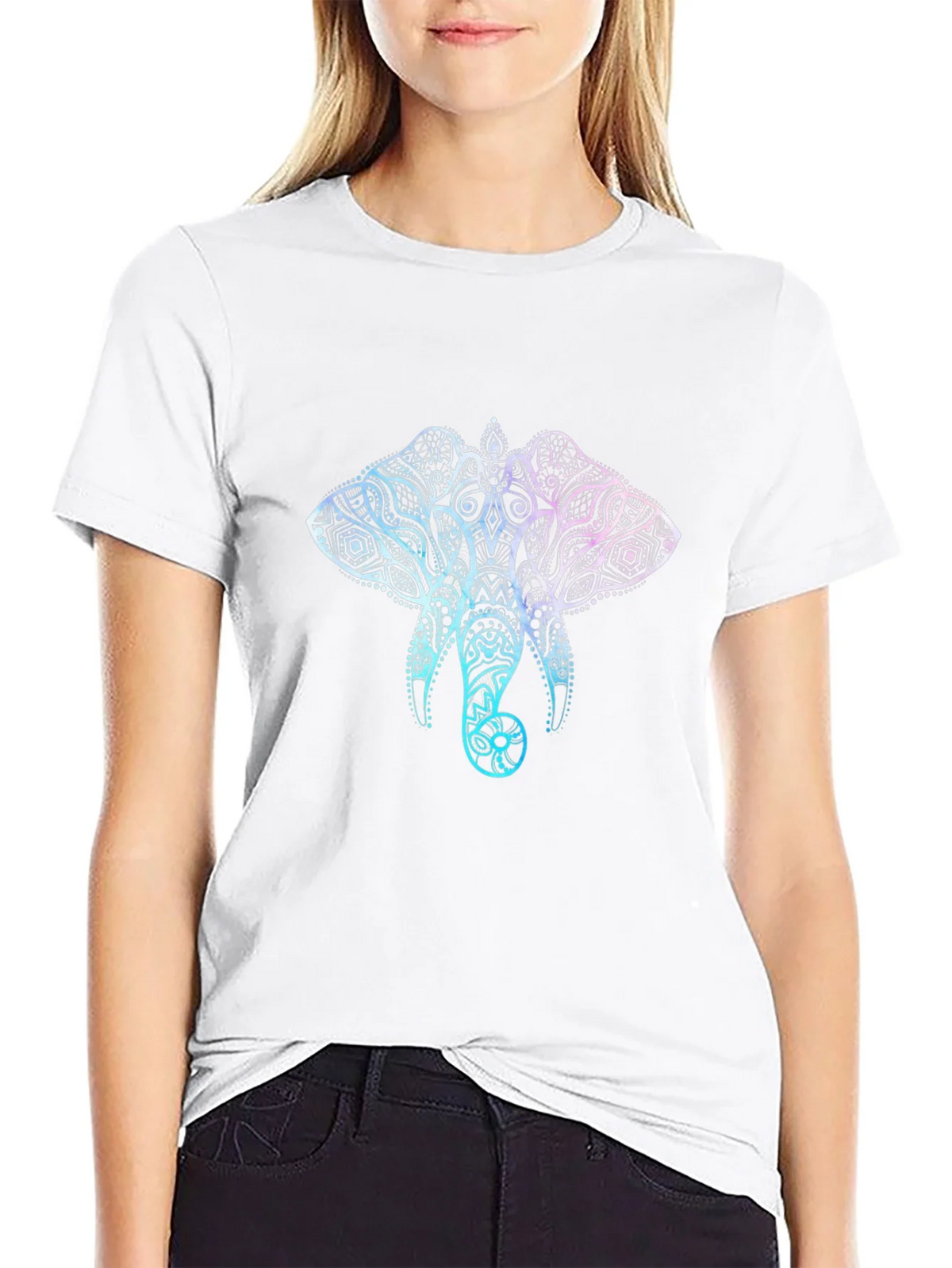 Elephant Mandala Graphic T-Shirt - Stylish Mens Black Tee product image 8