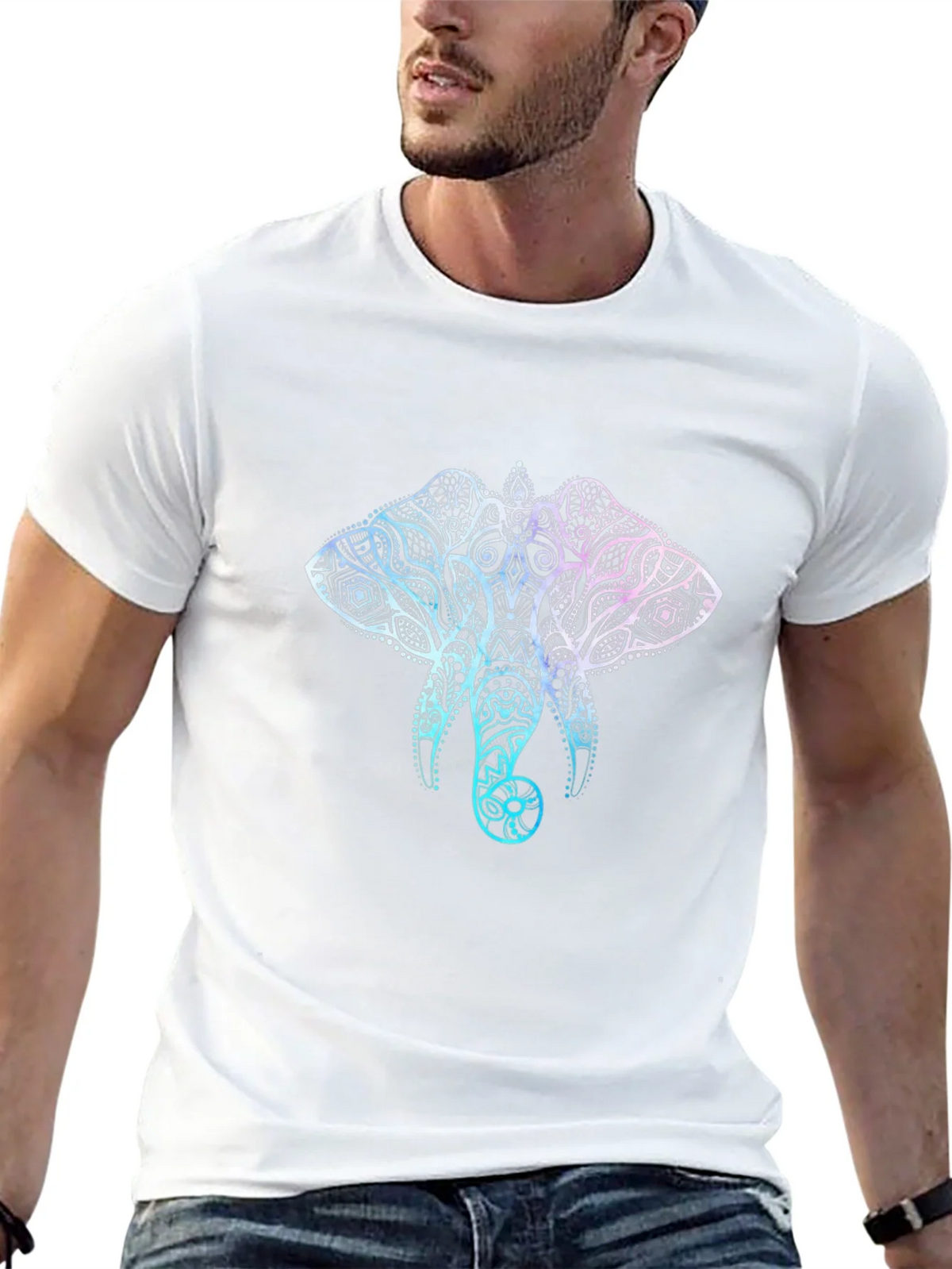 Elephant Mandala Graphic T-Shirt - Stylish Mens Black Tee product image 12