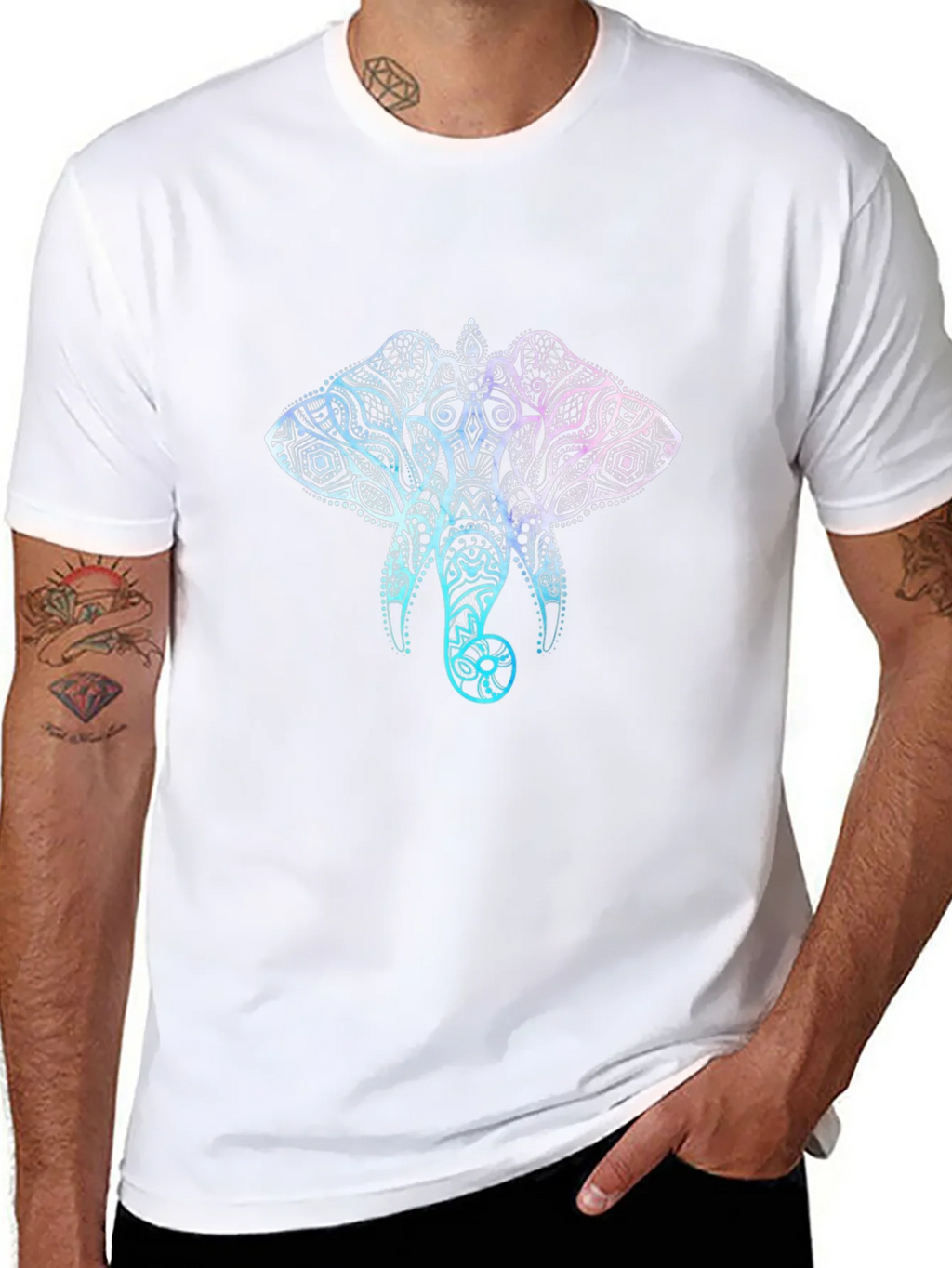 Elephant Mandala Graphic T-Shirt - Stylish Mens Black Tee product image 7