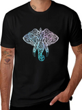 Elephant Mandala Graphic T-Shirt - Stylish Mens Black Tee product image 1