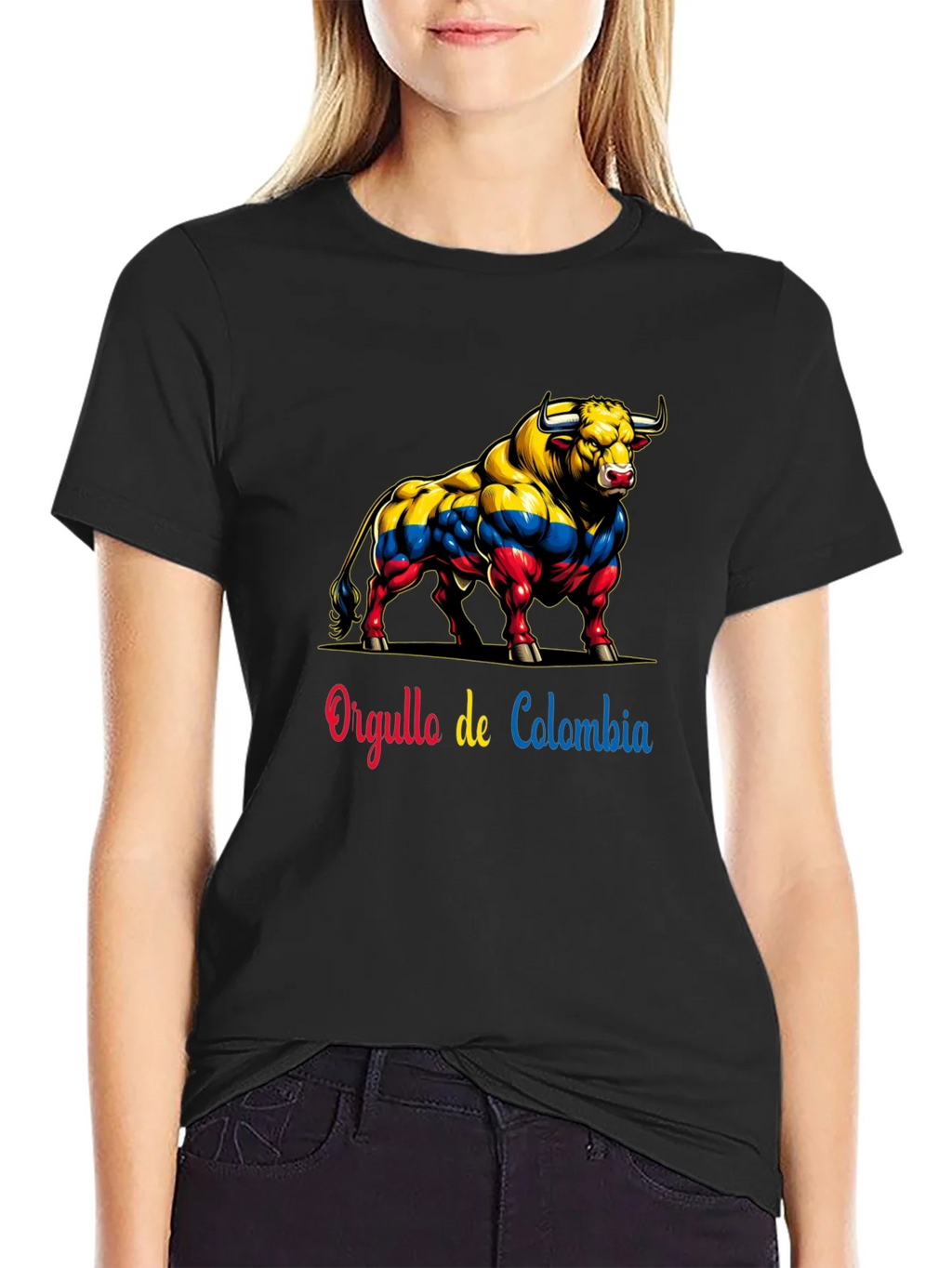 Colombia Pride Bull T-Shirt - Mens Black Tee product image 2