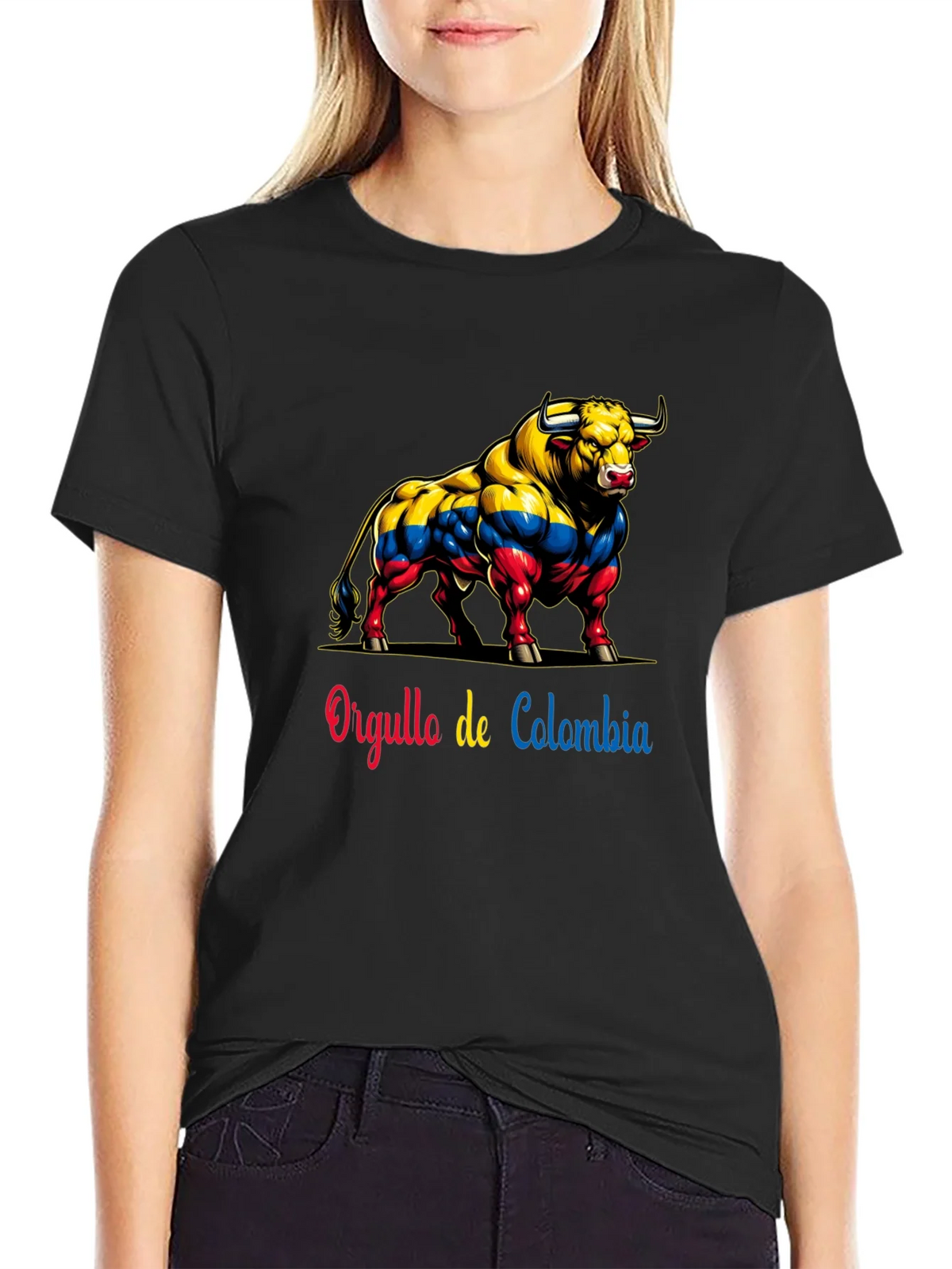 Colombia Pride Bull T-Shirt - Mens Black Tee product image 2
