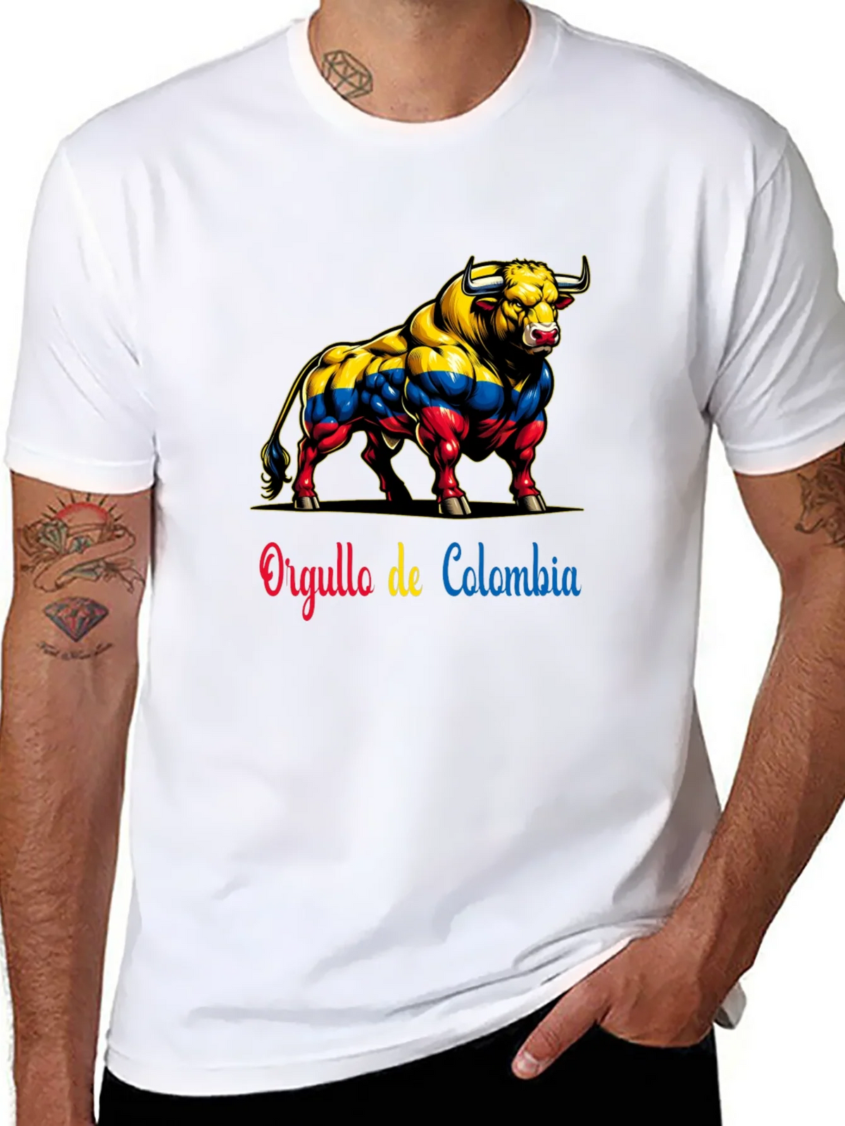 Colombia Pride Bull T-Shirt - Mens Black Tee product image 7