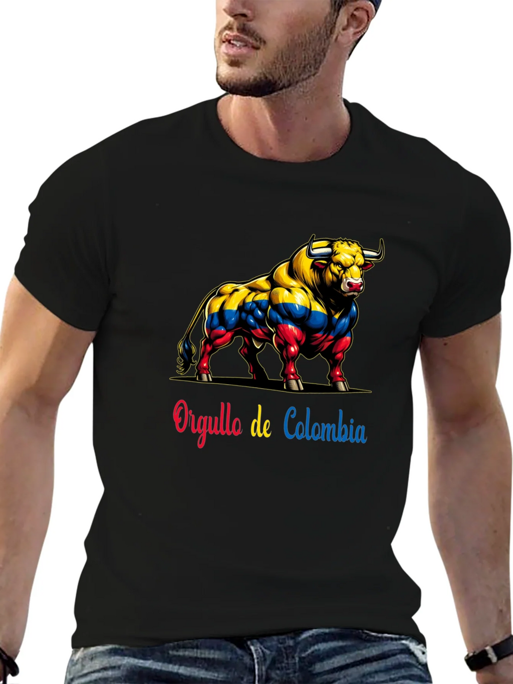 Colombia Pride Bull T-Shirt - Mens Black Tee product image 6