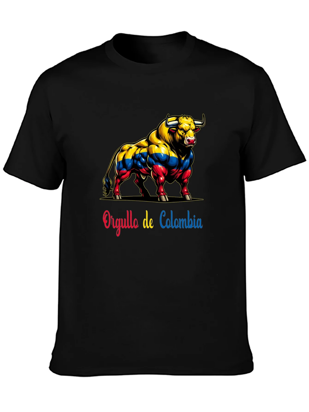 Colombia Pride Bull T-Shirt - Mens Black Tee product image 3