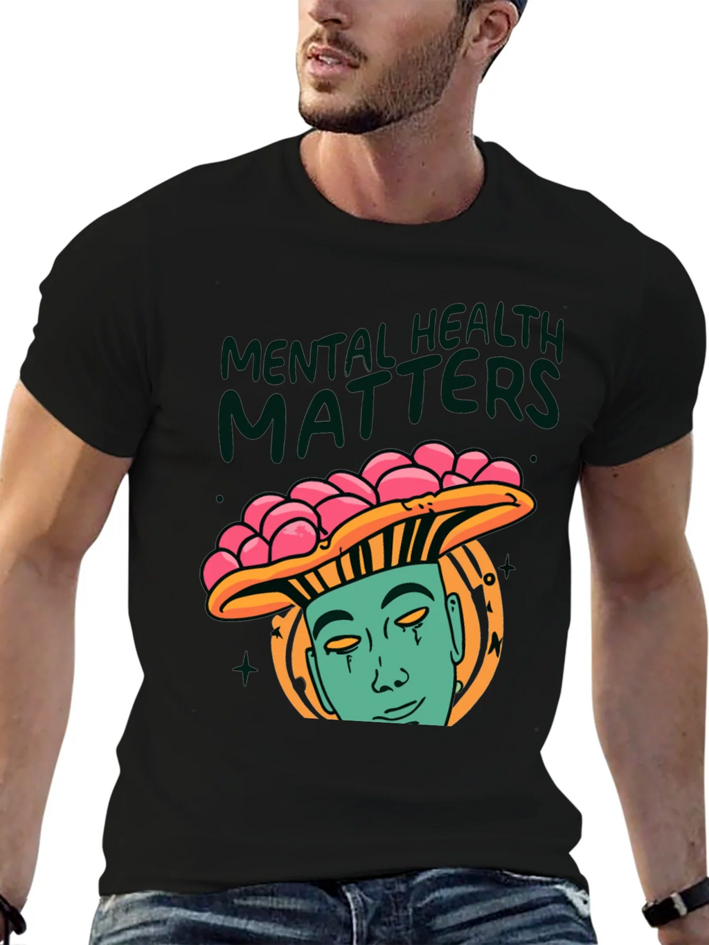Mental Health Matters Graphic Tee - Mushroom Man Design product image 6