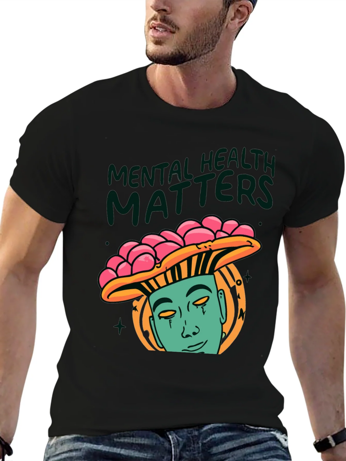 Mental Health Matters Graphic Tee - Mushroom Man Design product image 6