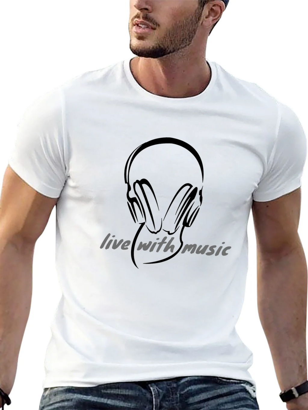 Live with Music Graphic Black T-Shirt product image 12