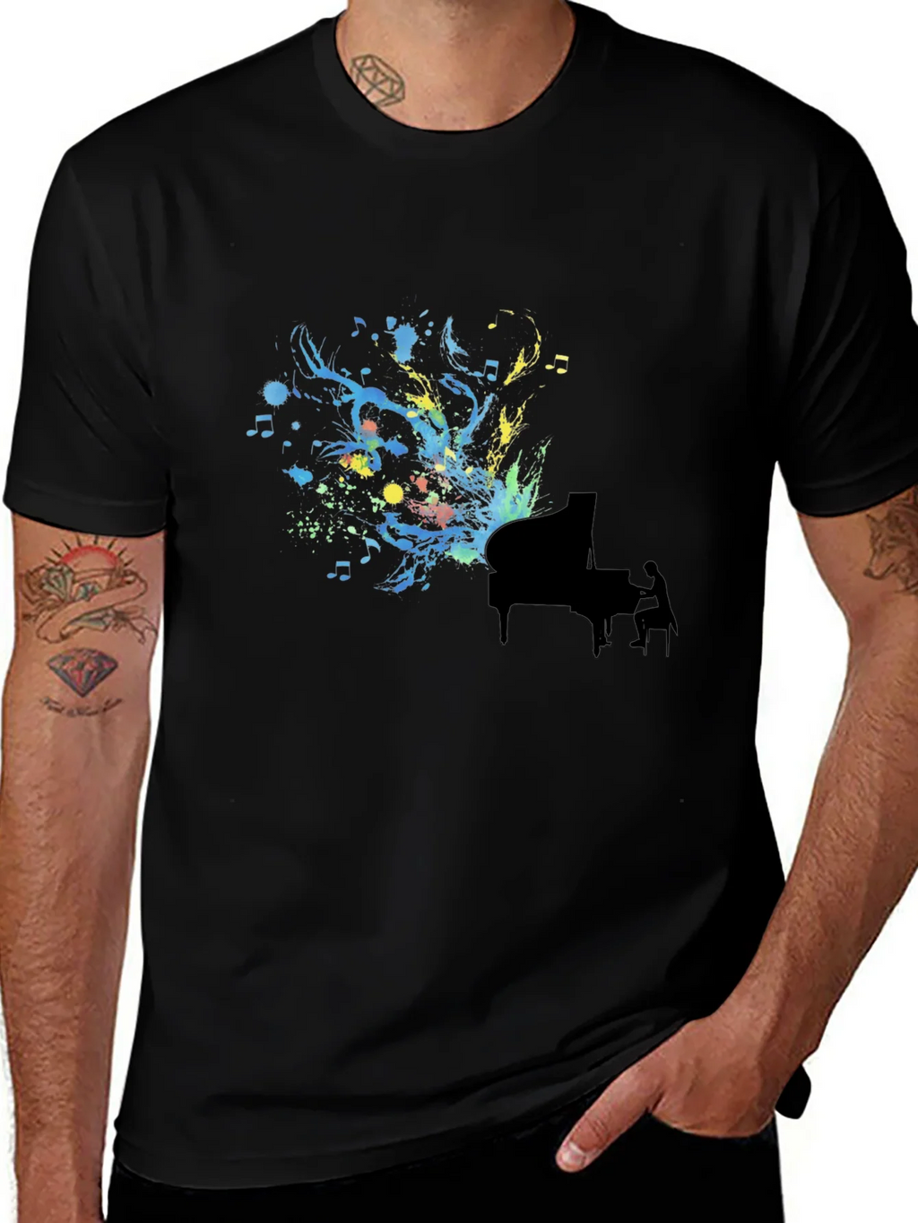 Abstract Piano Art Black T-Shirt product image 1