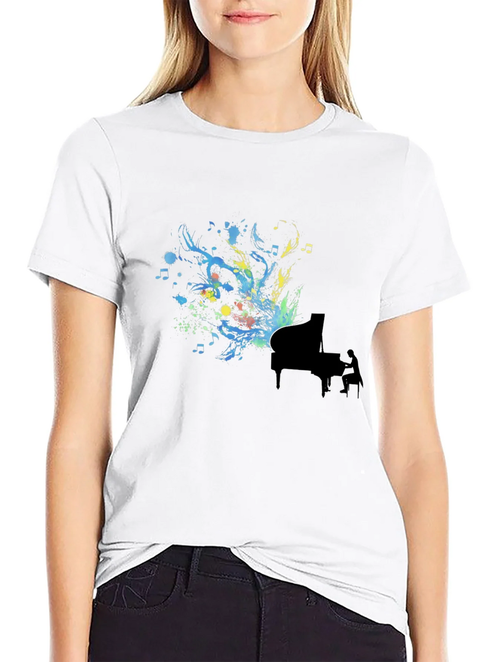 Abstract Piano Art Black T-Shirt product image 7