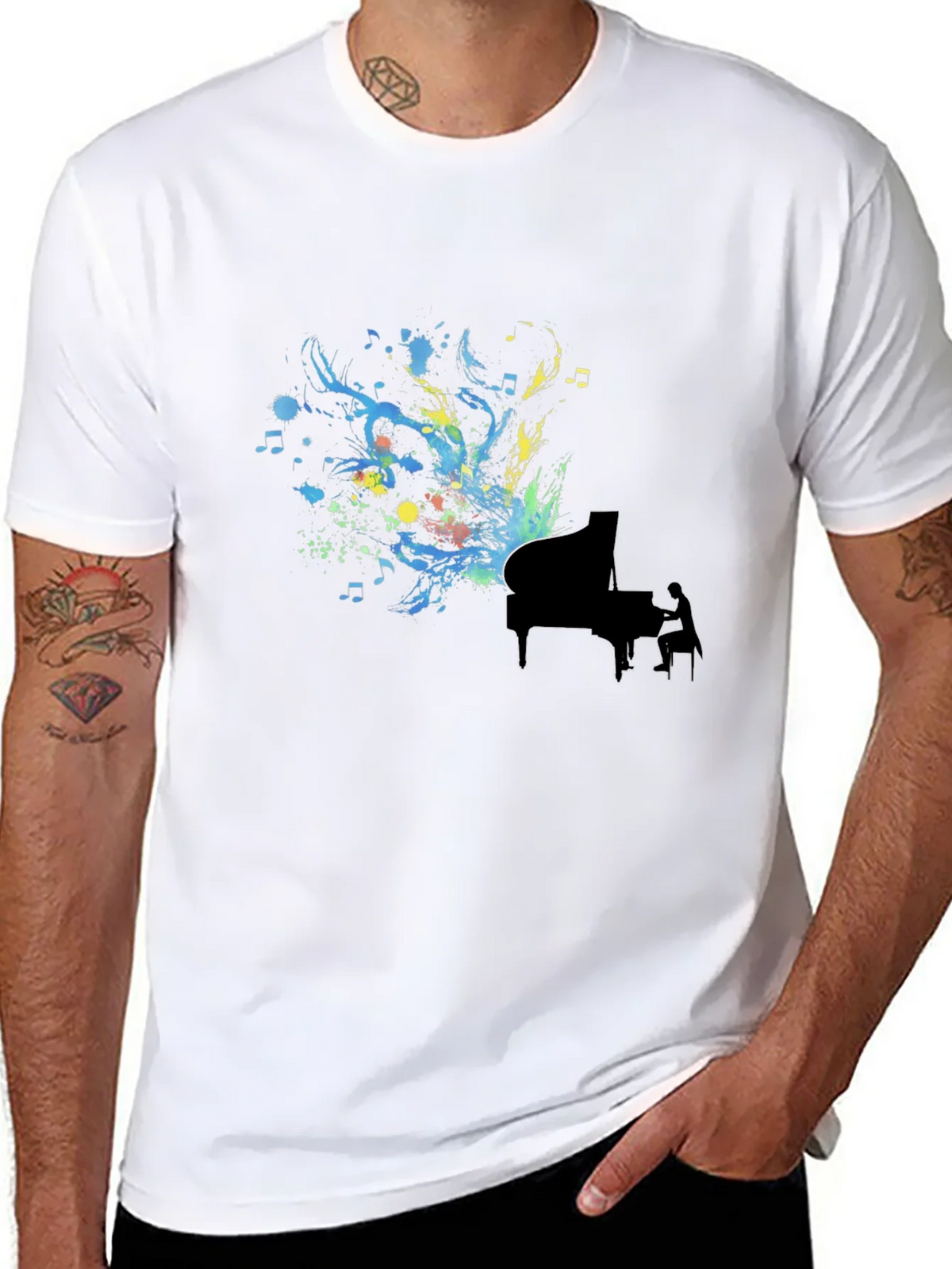 Abstract Piano Art Black T-Shirt product image 6