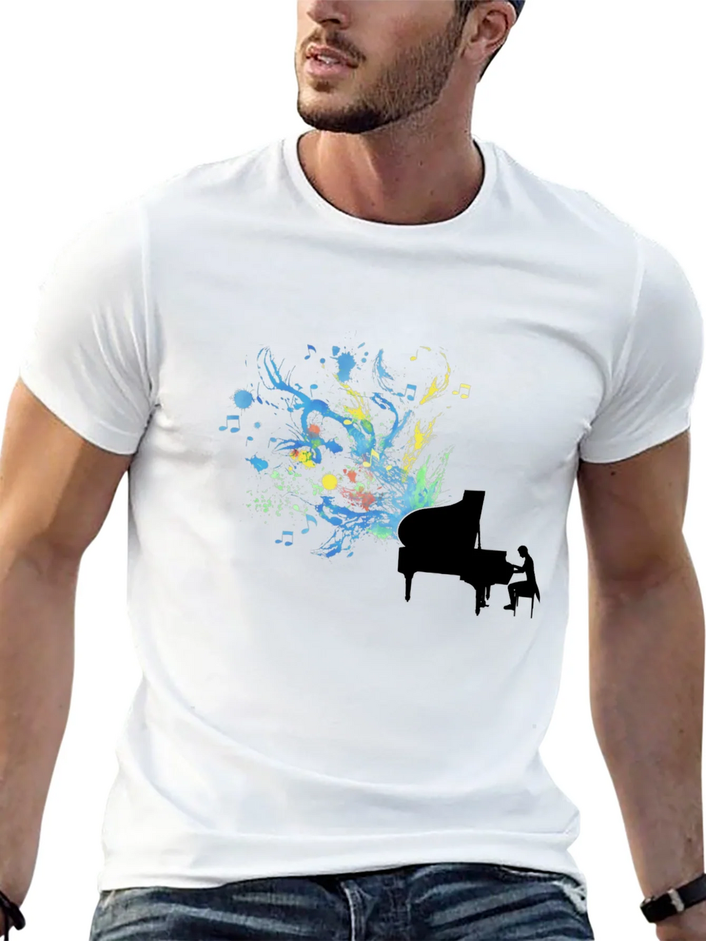 Abstract Piano Art Black T-Shirt product image 9