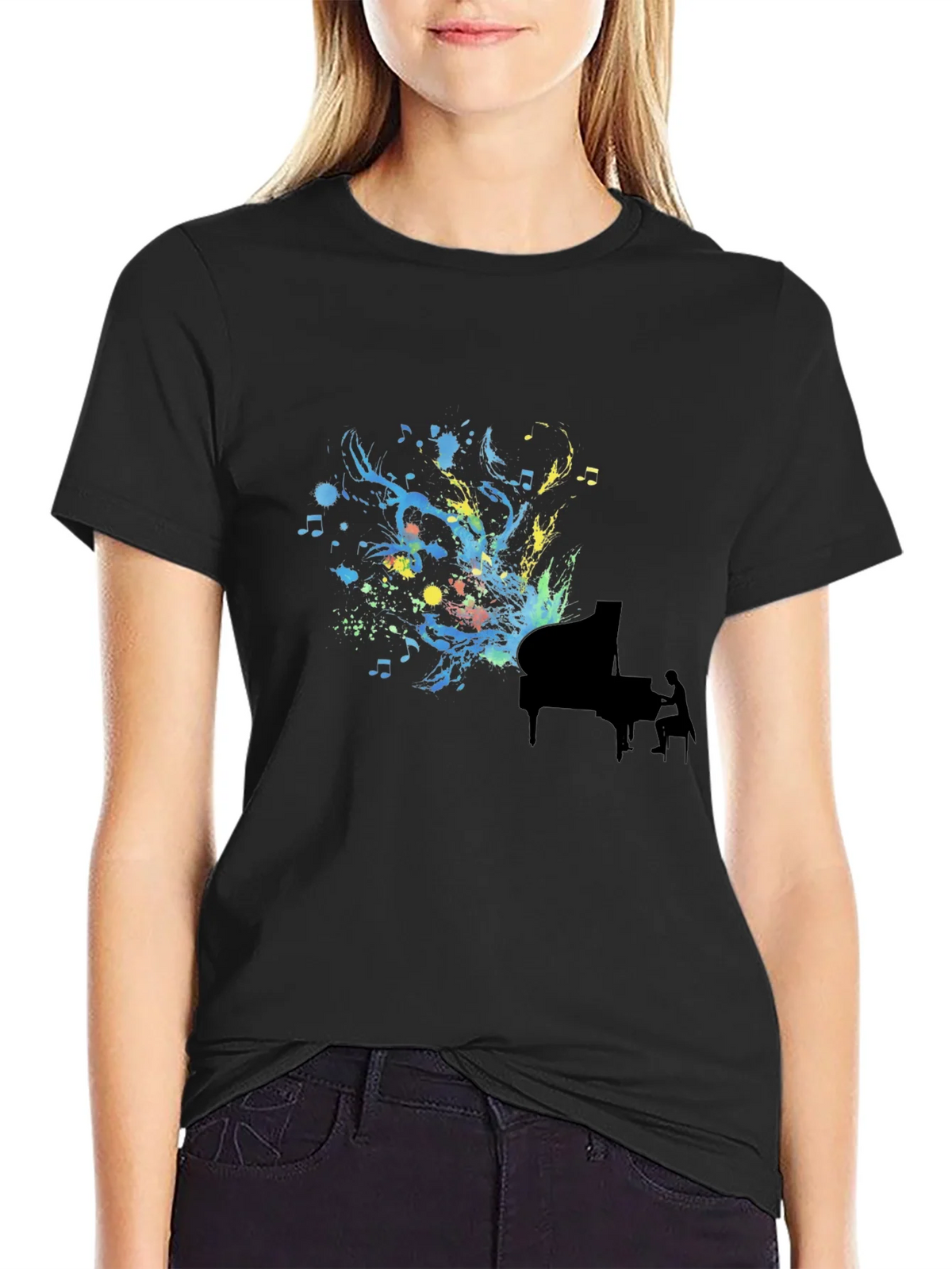 Abstract Piano Art Black T-Shirt product image 2